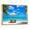 Designart - Turquoise Beach with Chairs - Seashore Photo Framed Canvas Print